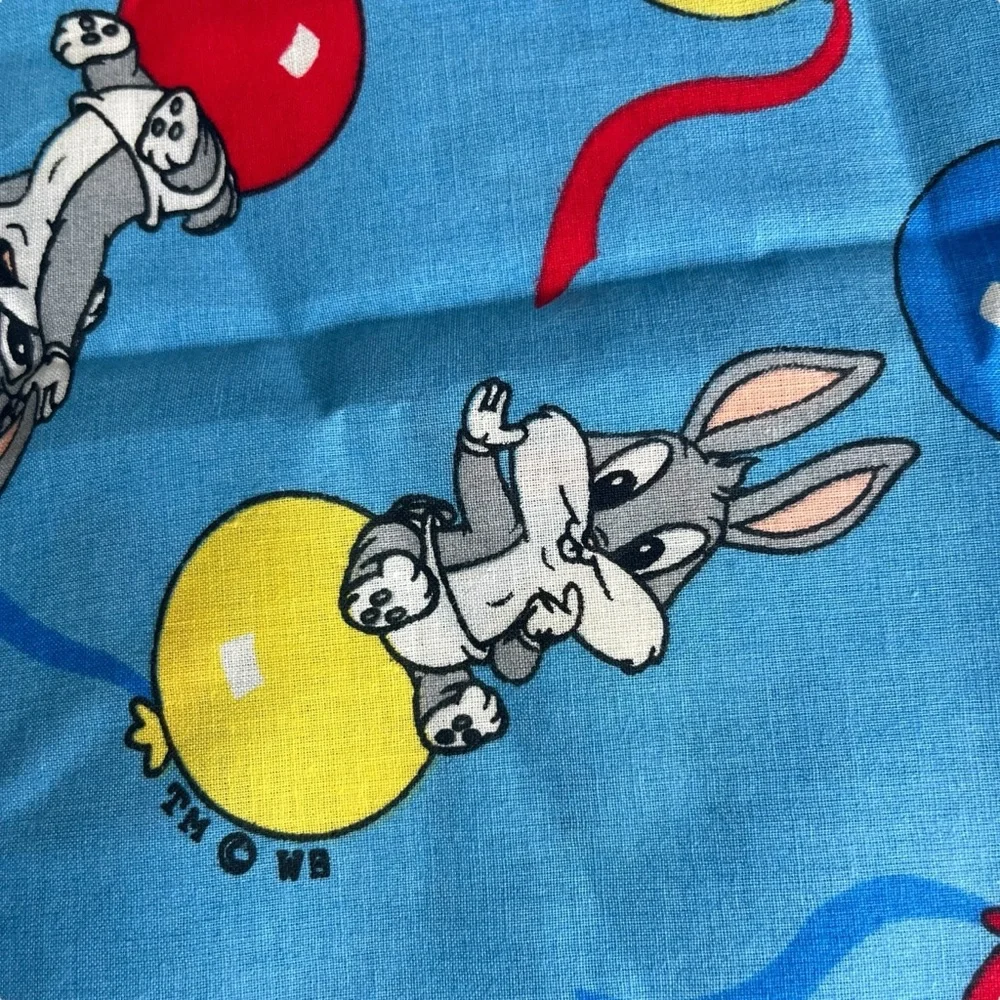 Vintage Lot of 90s Looney Tunes Fabric Sports Taz Daffy Bugs Colorful Crafts